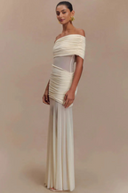 Off-Shoulder Tulle Maxi Dress