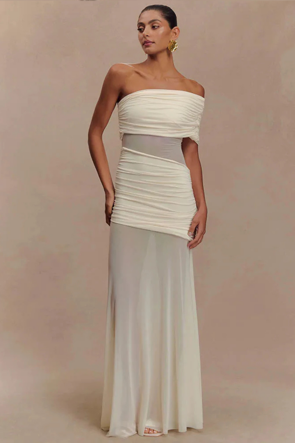 Off-Shoulder Tulle Maxi Dress
