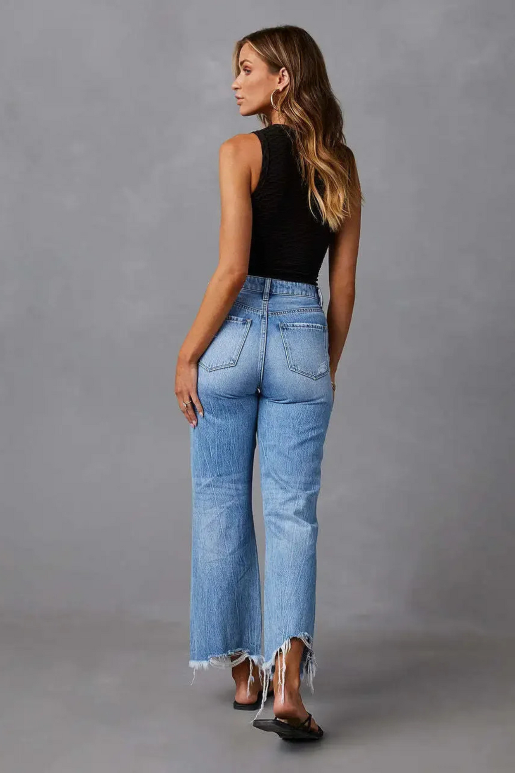 Frayed-Hem Flare Jeans