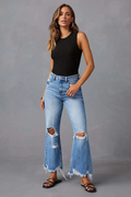 Frayed-Hem Flare Jeans