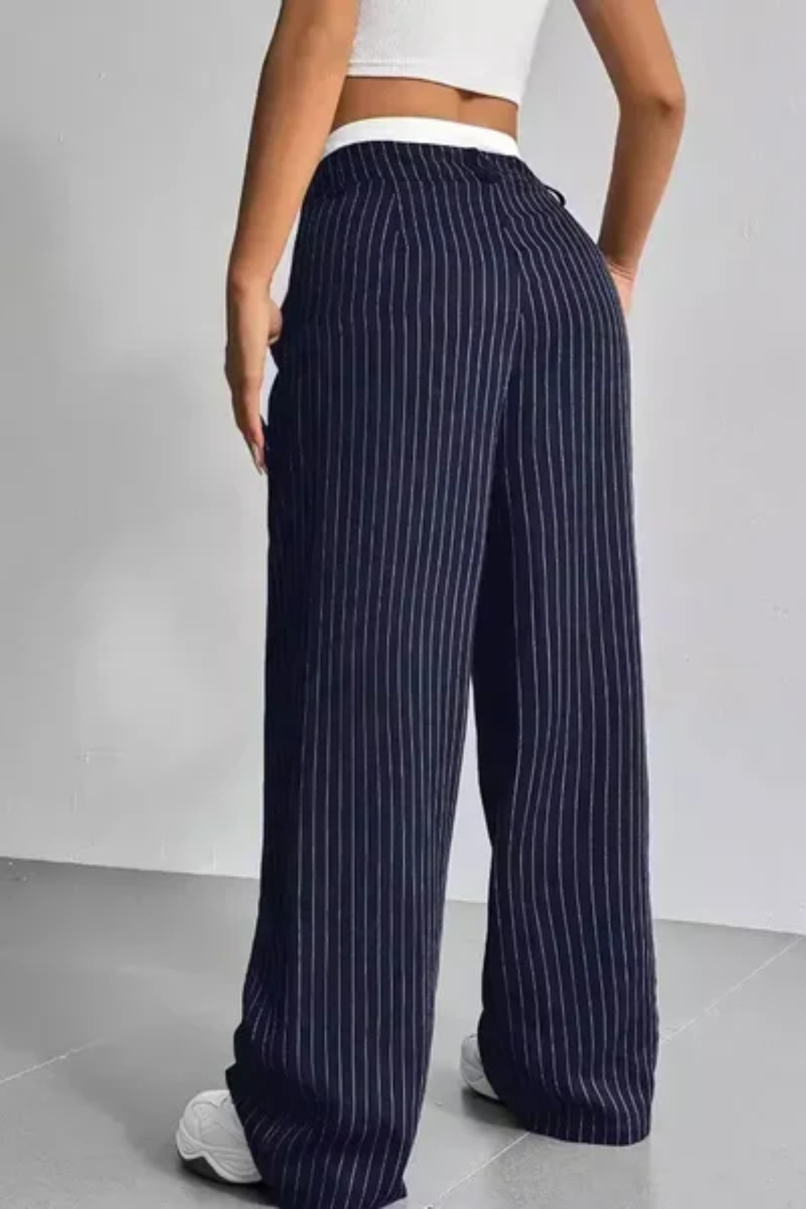 Striped Wide-Leg Pants with Pockets