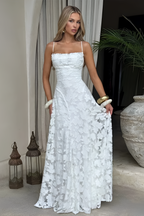 Floral Lace Spaghetti-Strap Maxi Dress