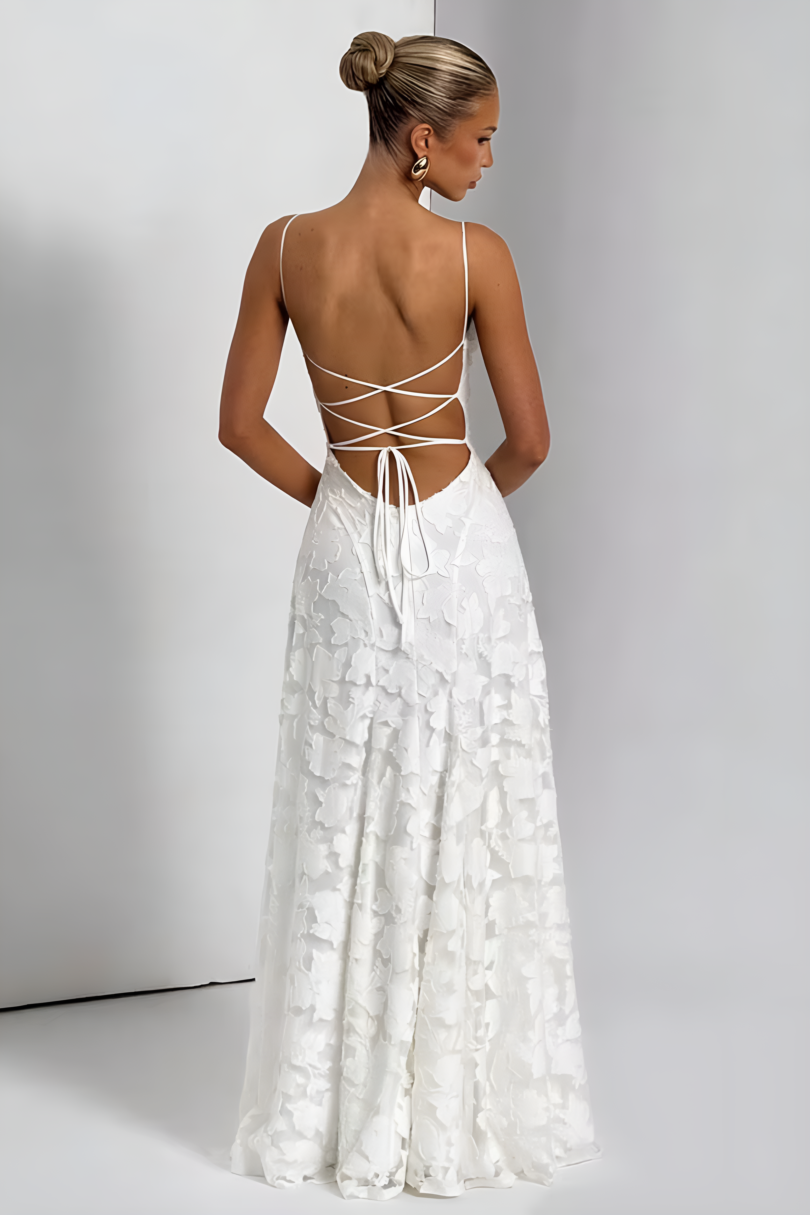 Floral Lace Spaghetti-Strap Maxi Dress