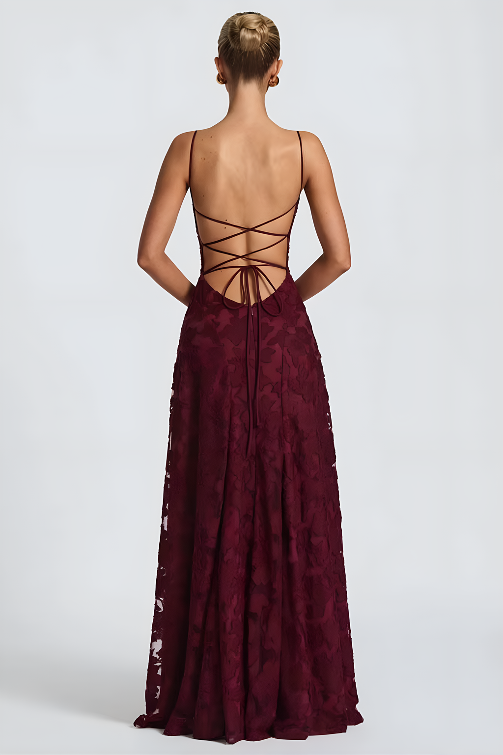 Floral Lace Spaghetti-Strap Maxi Dress