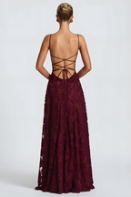 Floral Lace Spaghetti-Strap Maxi Dress