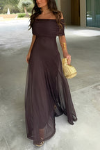 Toledo One-Shoulder Mesh Maxi Dress