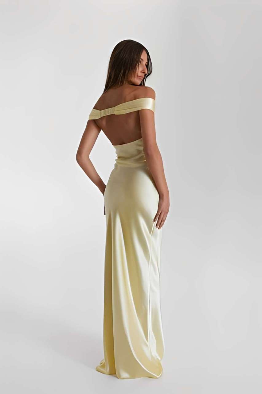 Charlotte Yellow Off-Shoulder Maxi Dress
