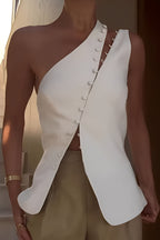 Ascent One-Shoulder Button Detail Top