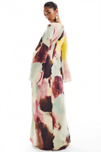 Abstract Watercolour Print Ultra-Long Dress