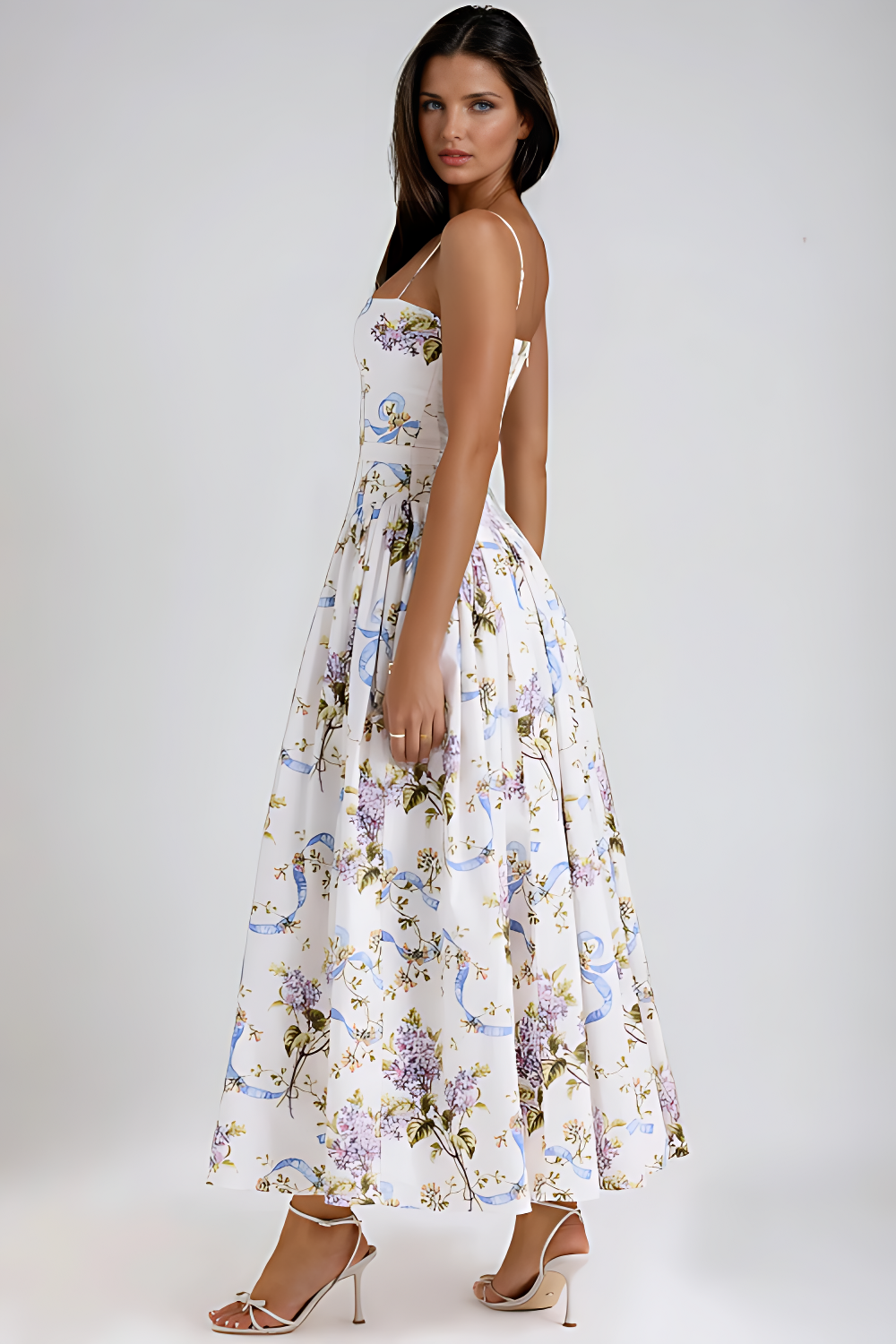 Seraphina Off-White Floral Midi Dress