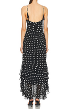 Black & Cream Polka Dot Ruffle Maxi Dress
