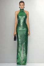 Halter-Neck Sequin Sleeveless Backless Party Dress