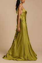 Satin Side High-Slit Maxi Dress