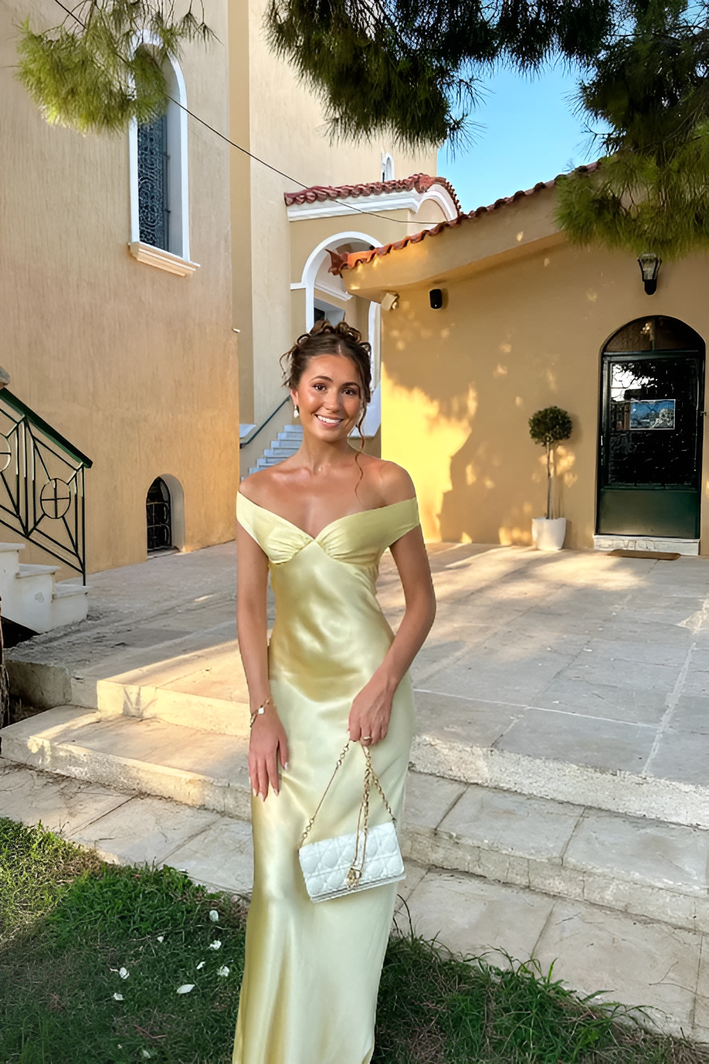 Charlotte Yellow Off-Shoulder Maxi Dress