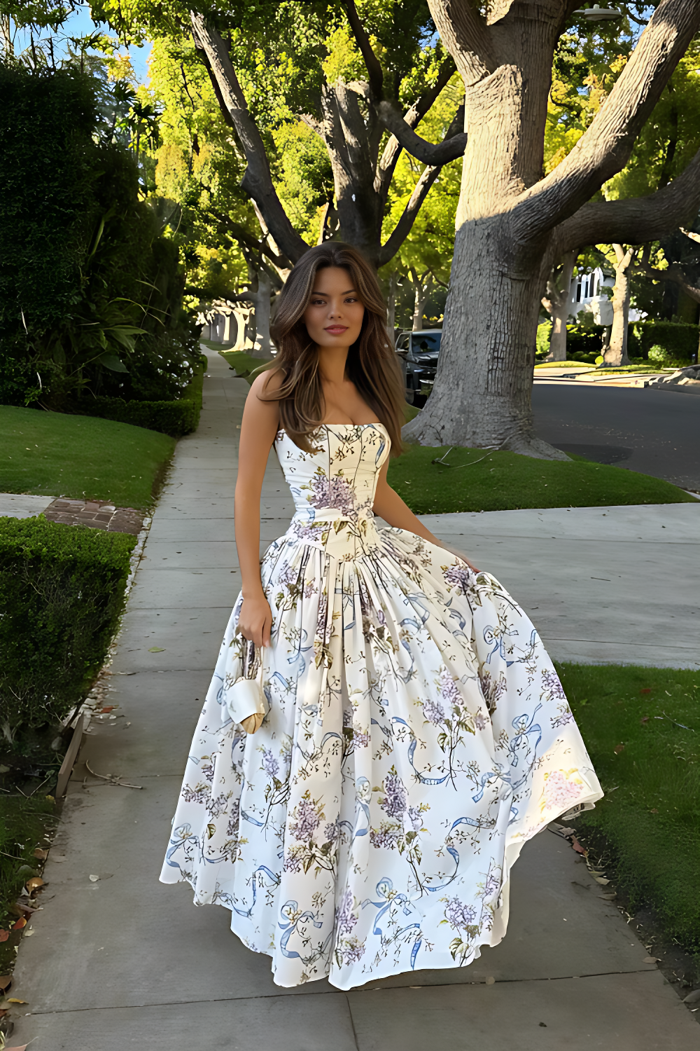 Seraphina Off-White Floral Midi Dress