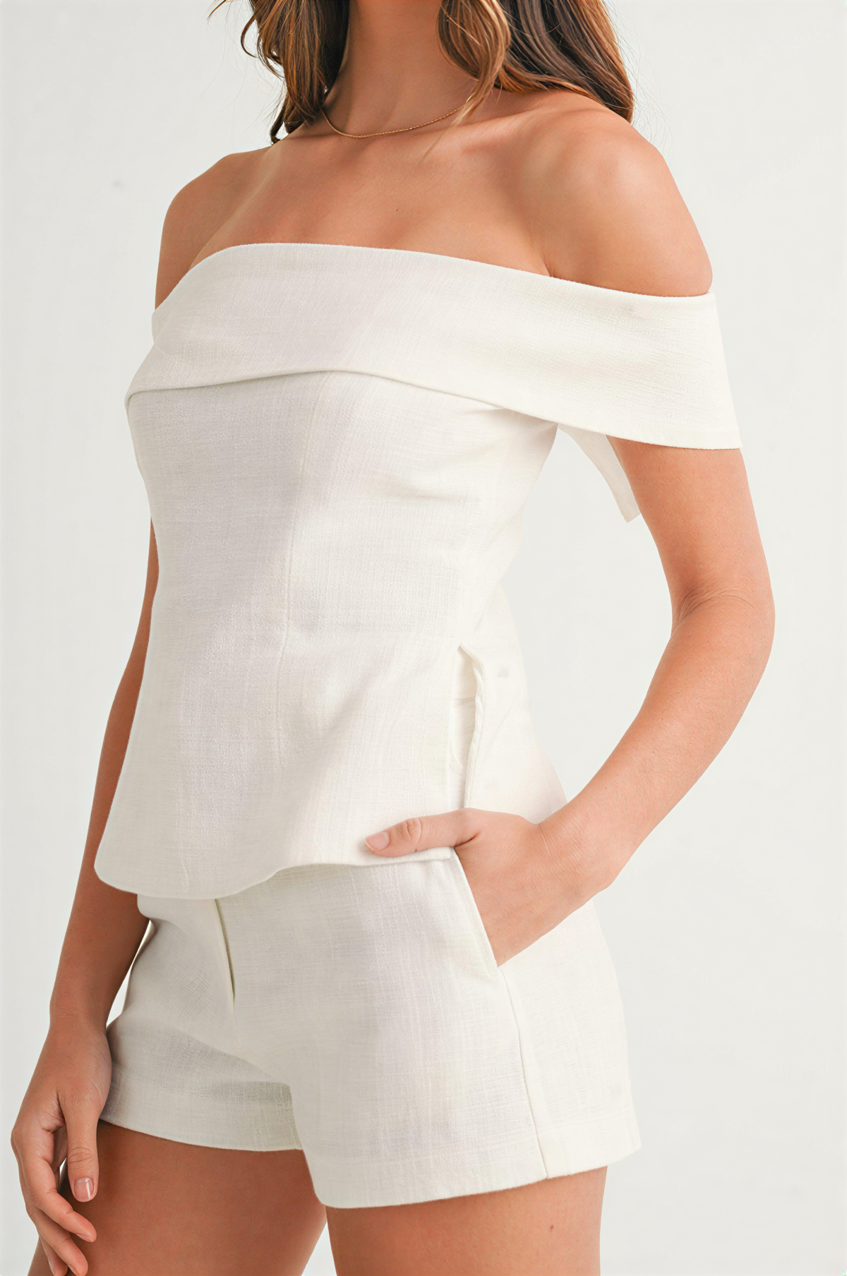 White Cotton & Linen Two-Piece Suit