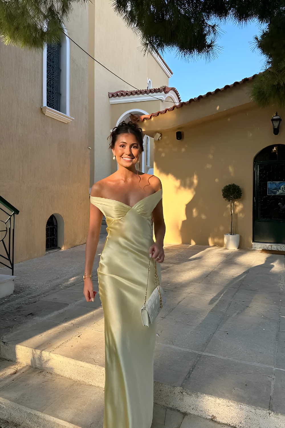 Charlotte Yellow Off-Shoulder Maxi Dress