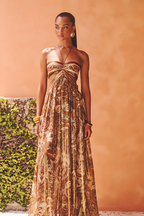Strapless Printed Maxi Dress