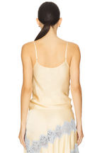 Beige & Blue Lace Trim Two-Piece Skirt Set