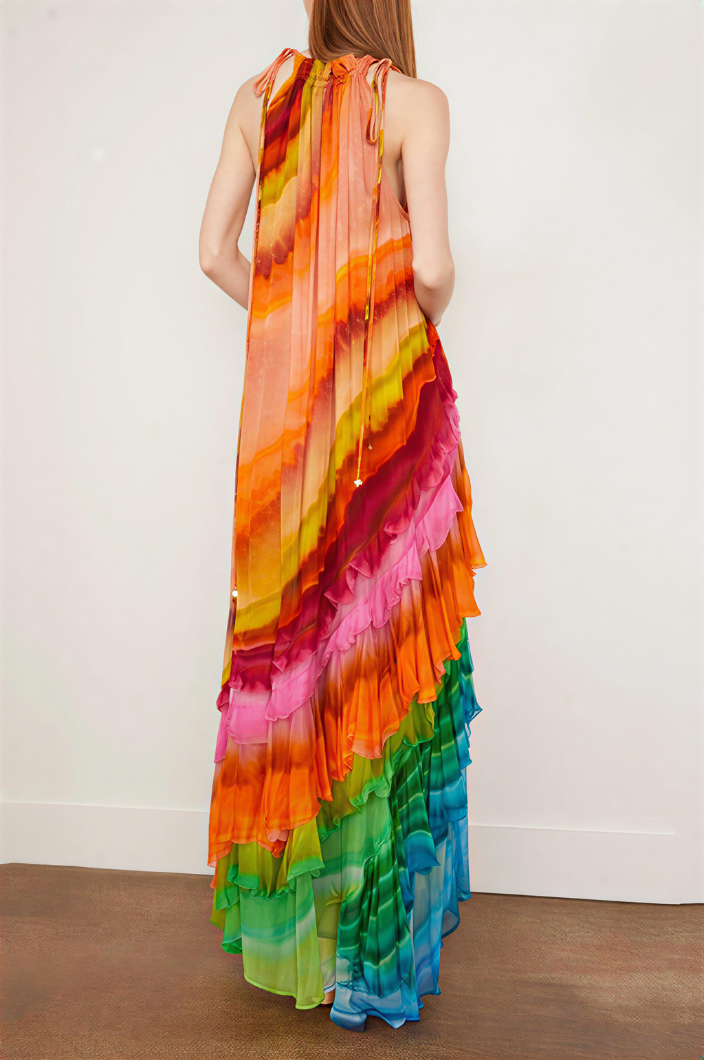 Iris Ruffle Gown in Multi