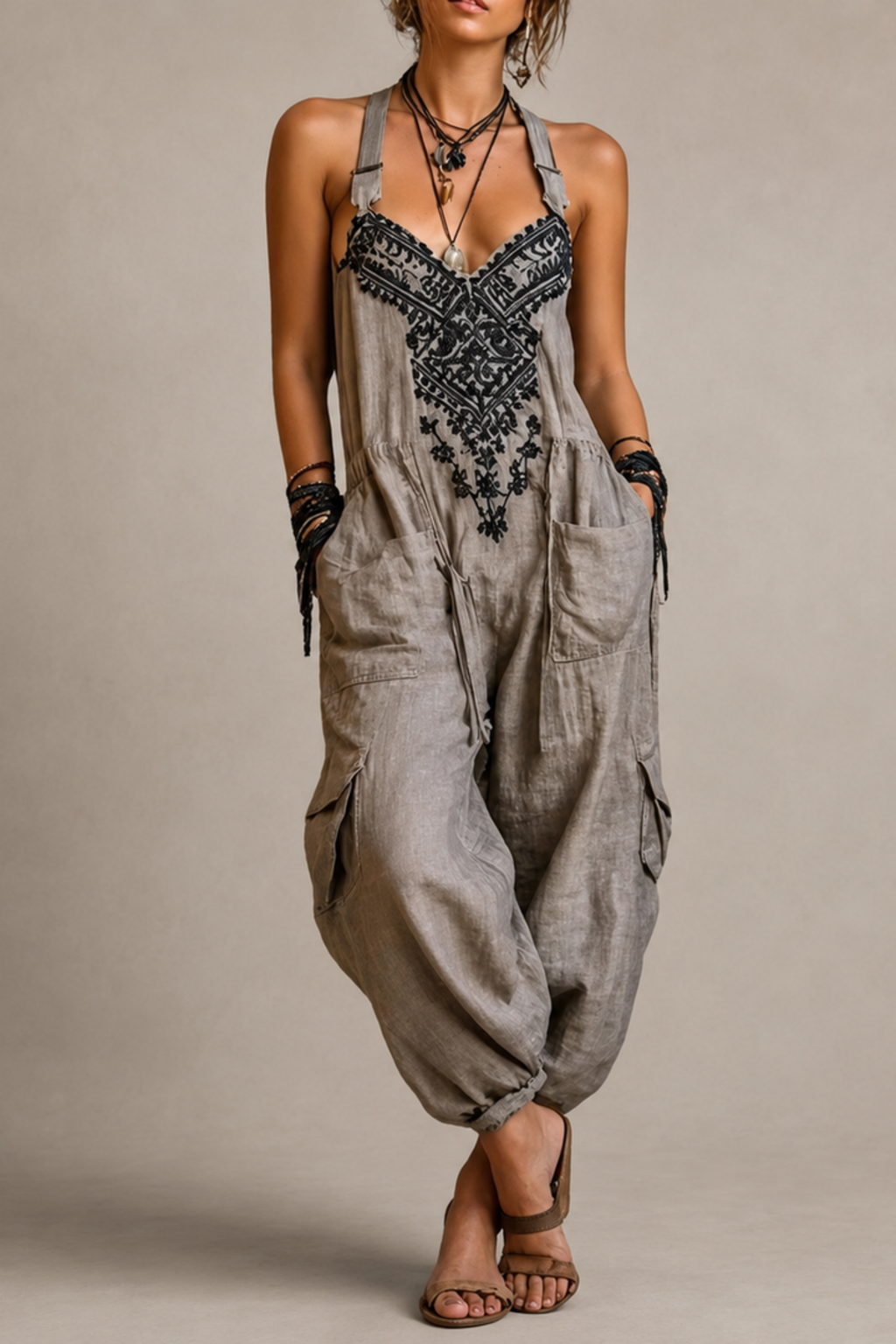 Embroidered Bohemian Jumpsuit