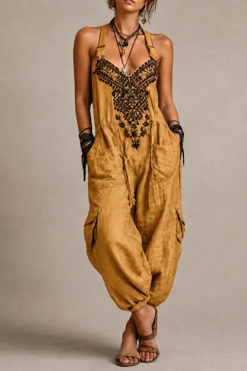 Embroidered Bohemian Jumpsuit