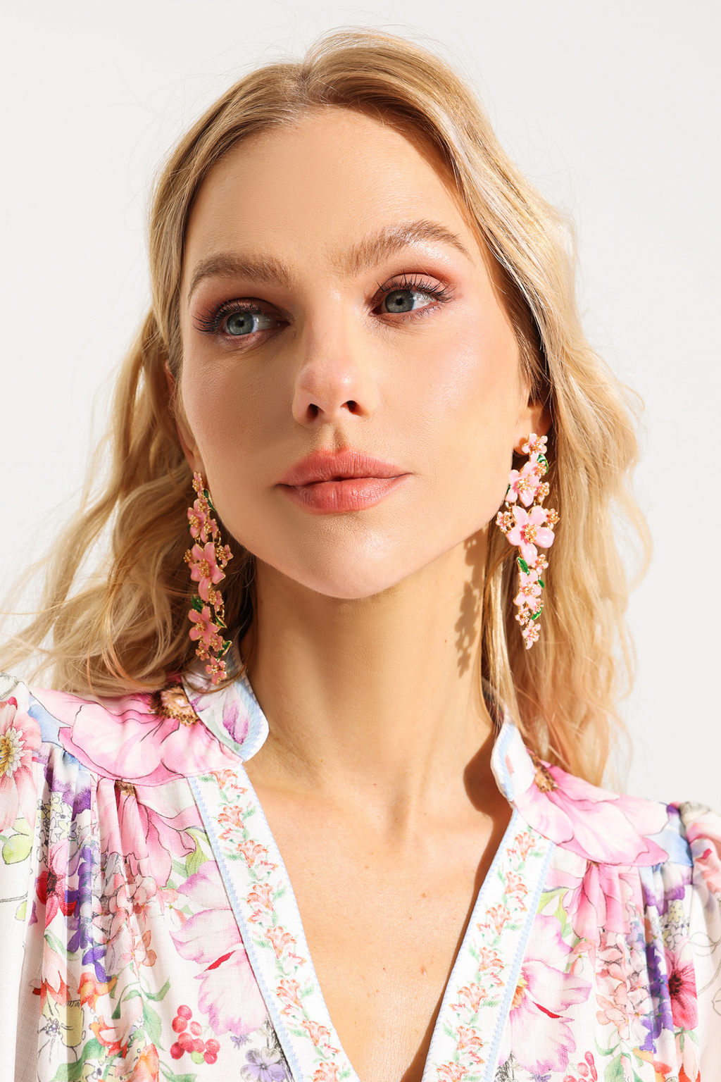 Floral Enamel Drop Earrings