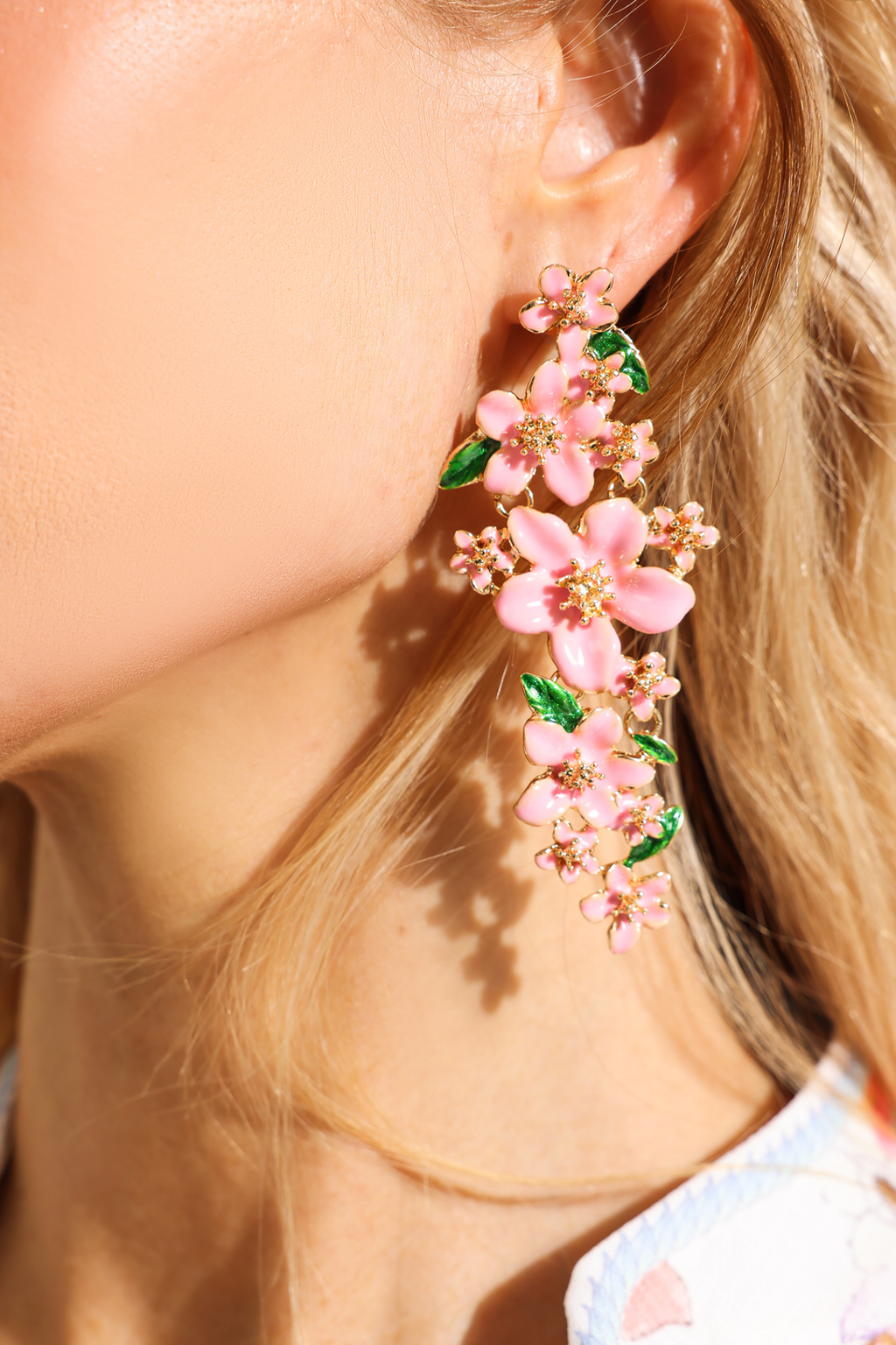 Floral Enamel Drop Earrings