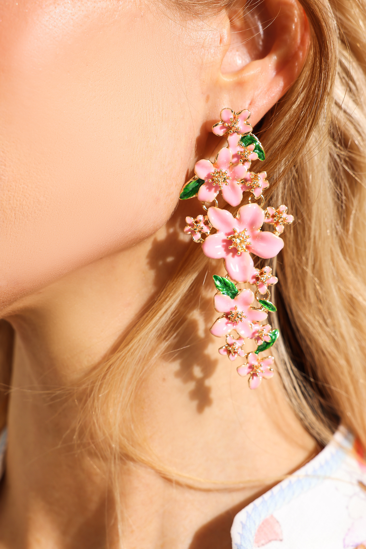 Floral Enamel Drop Earrings