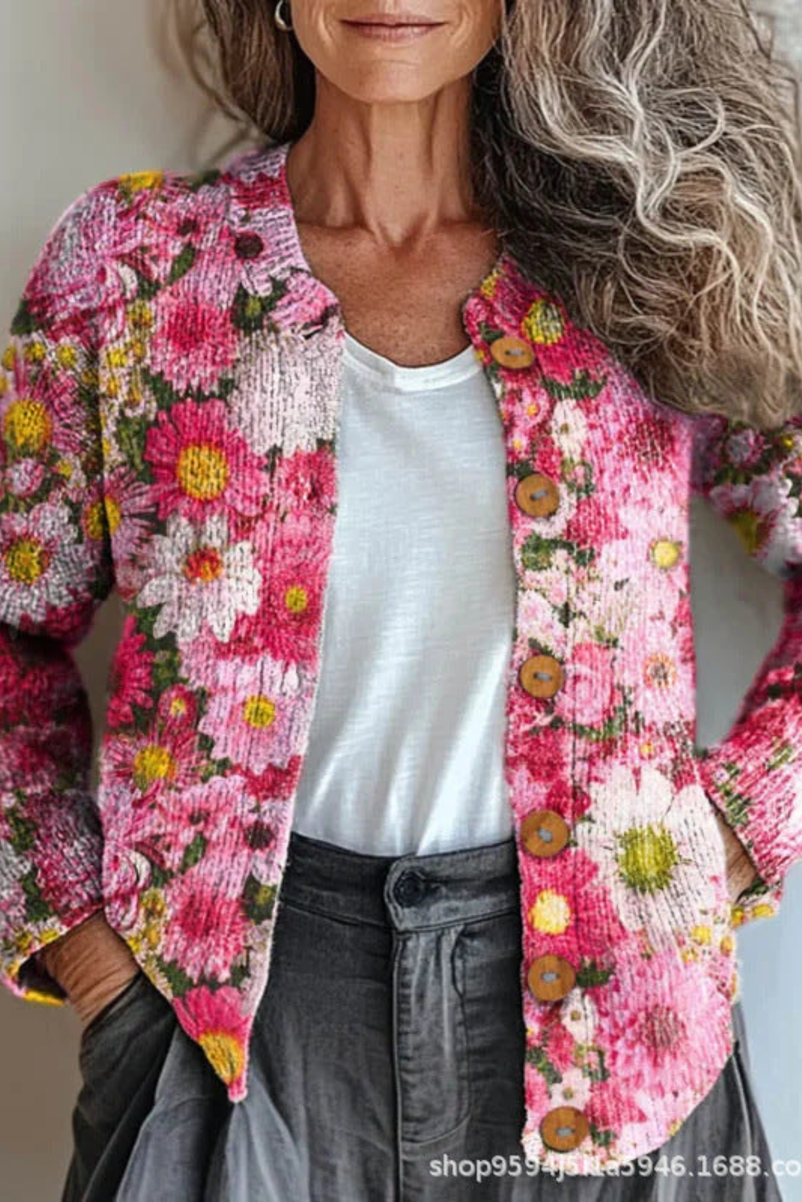 Floral Patchwork Knit Cardigan