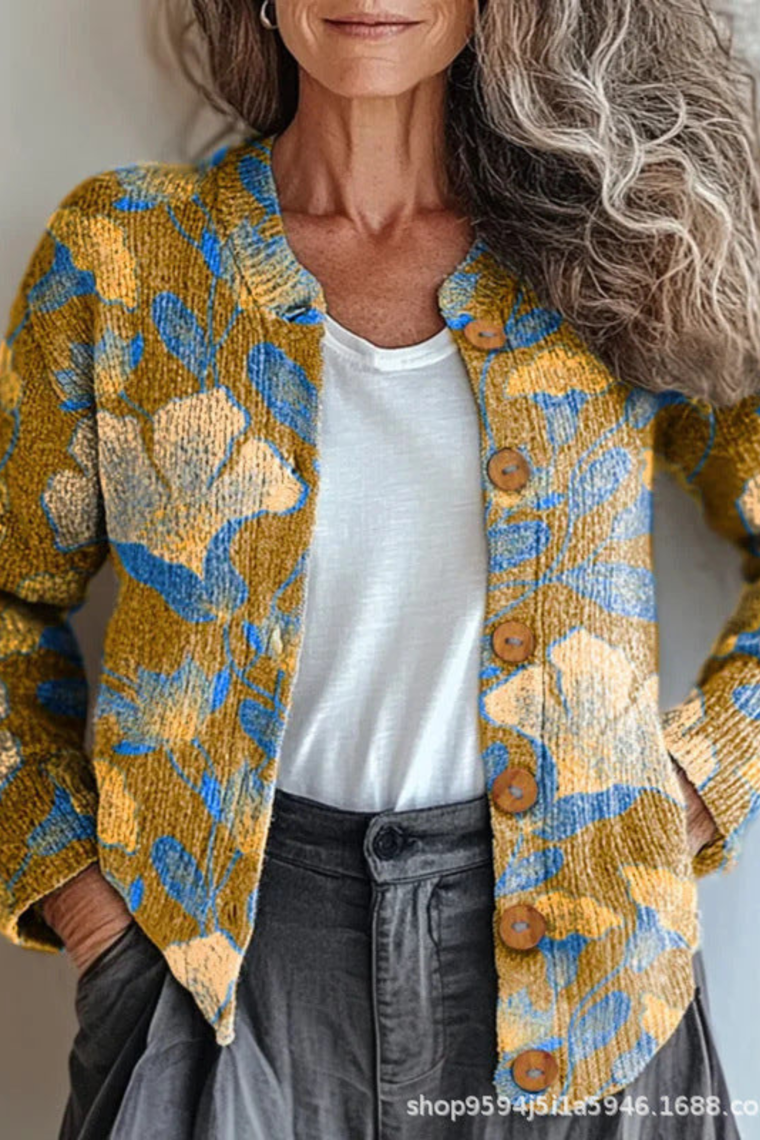 Floral Patchwork Knit Cardigan