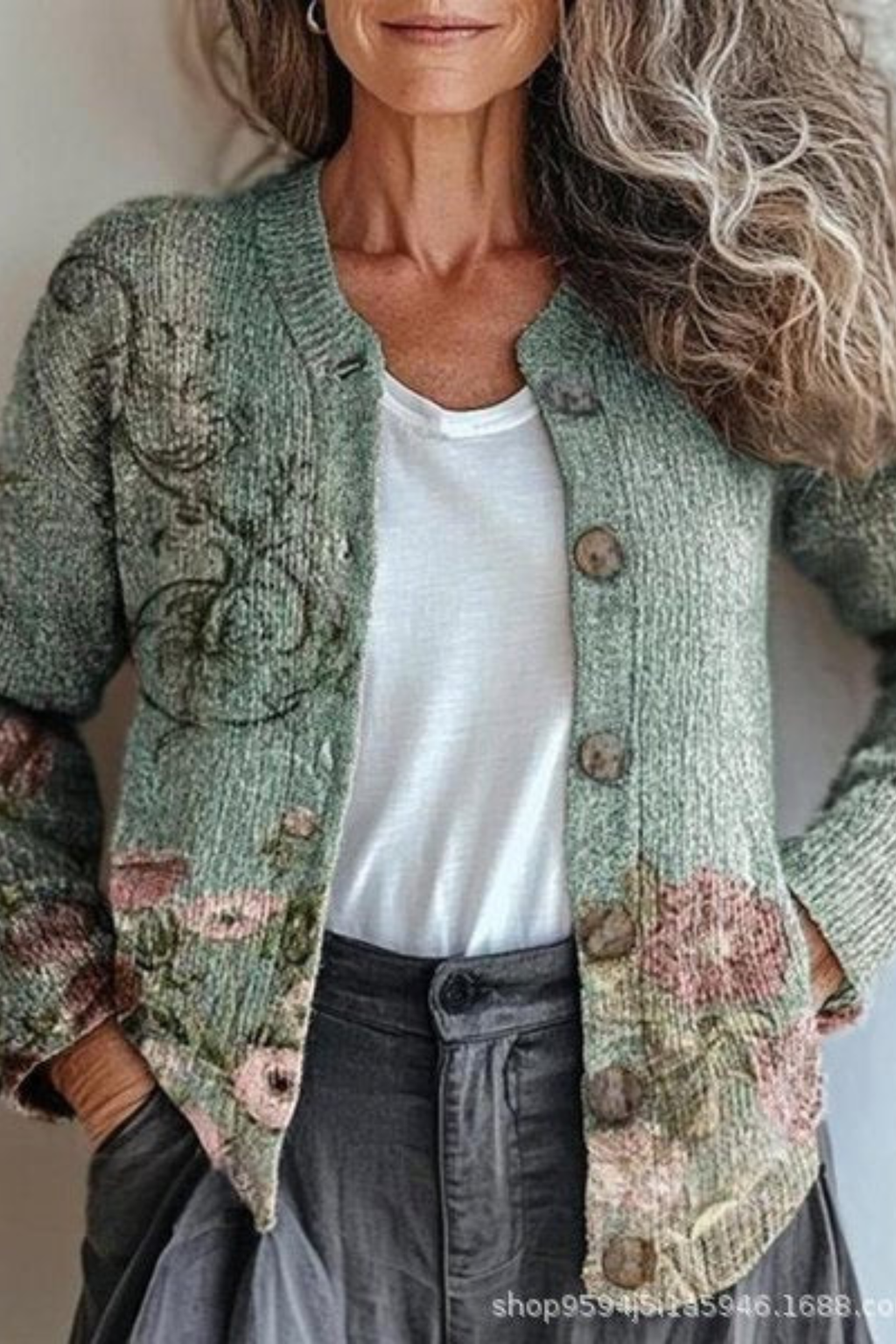 Floral Patchwork Knit Cardigan