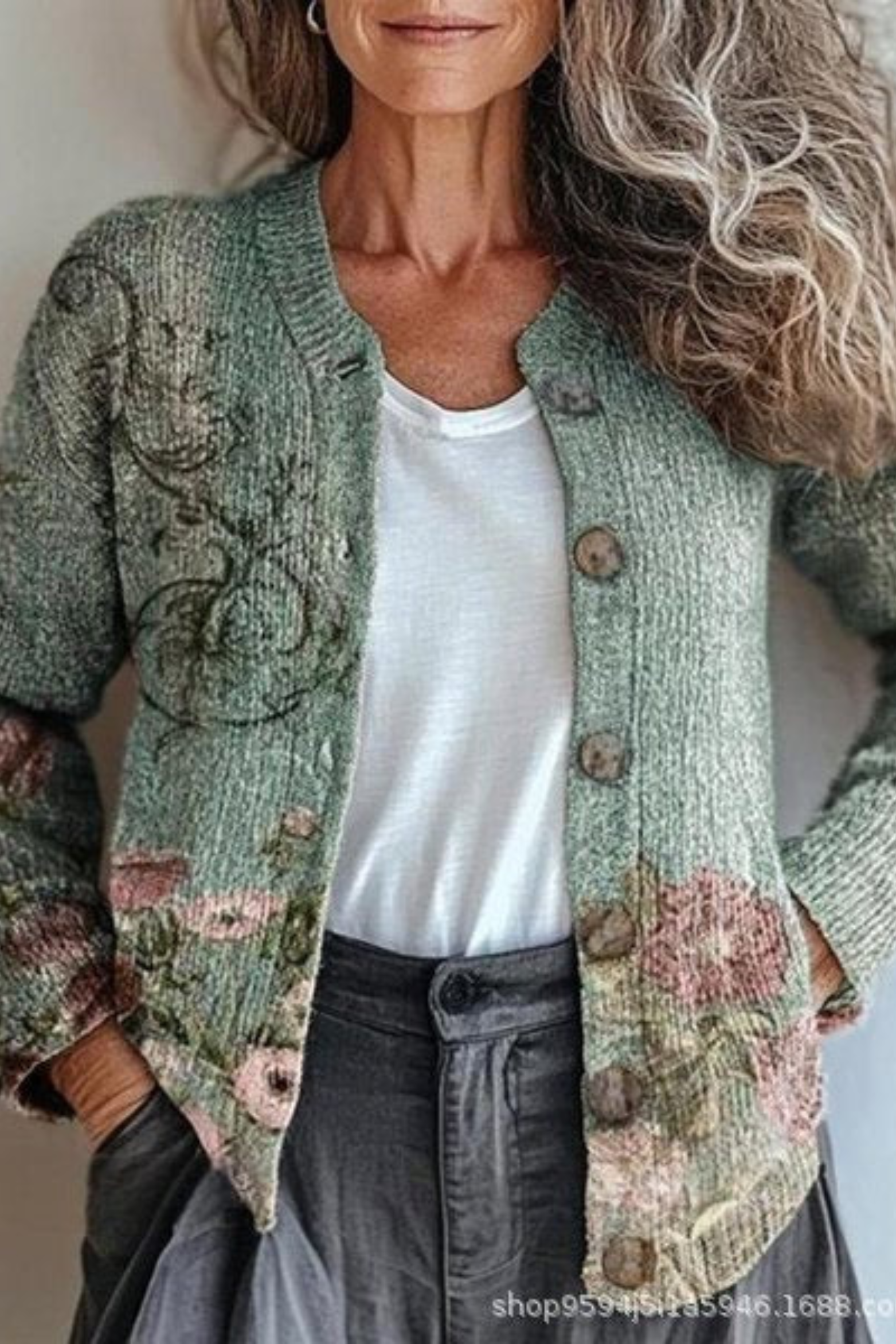 Floral Patchwork Knit Cardigan