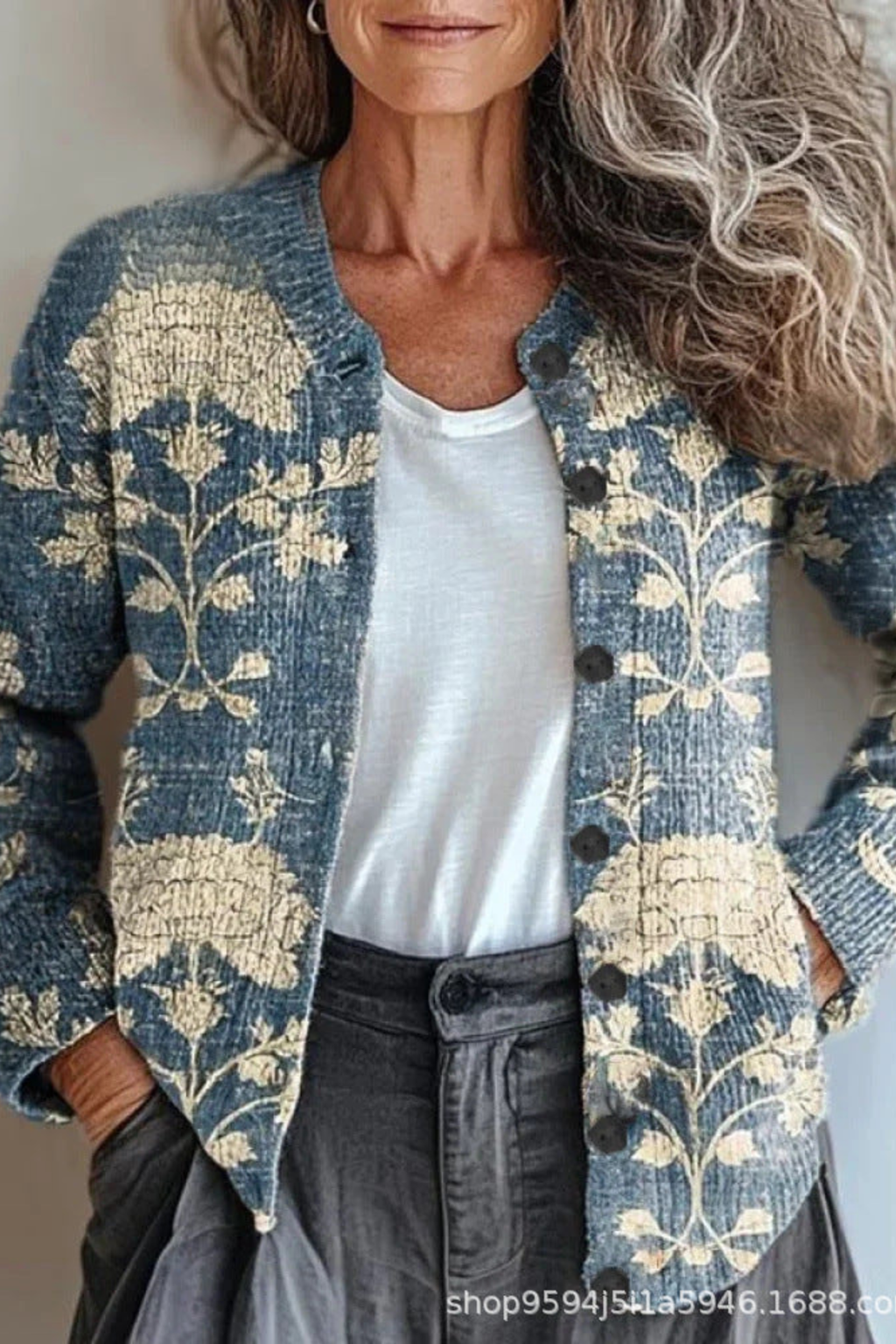 Floral Patchwork Knit Cardigan
