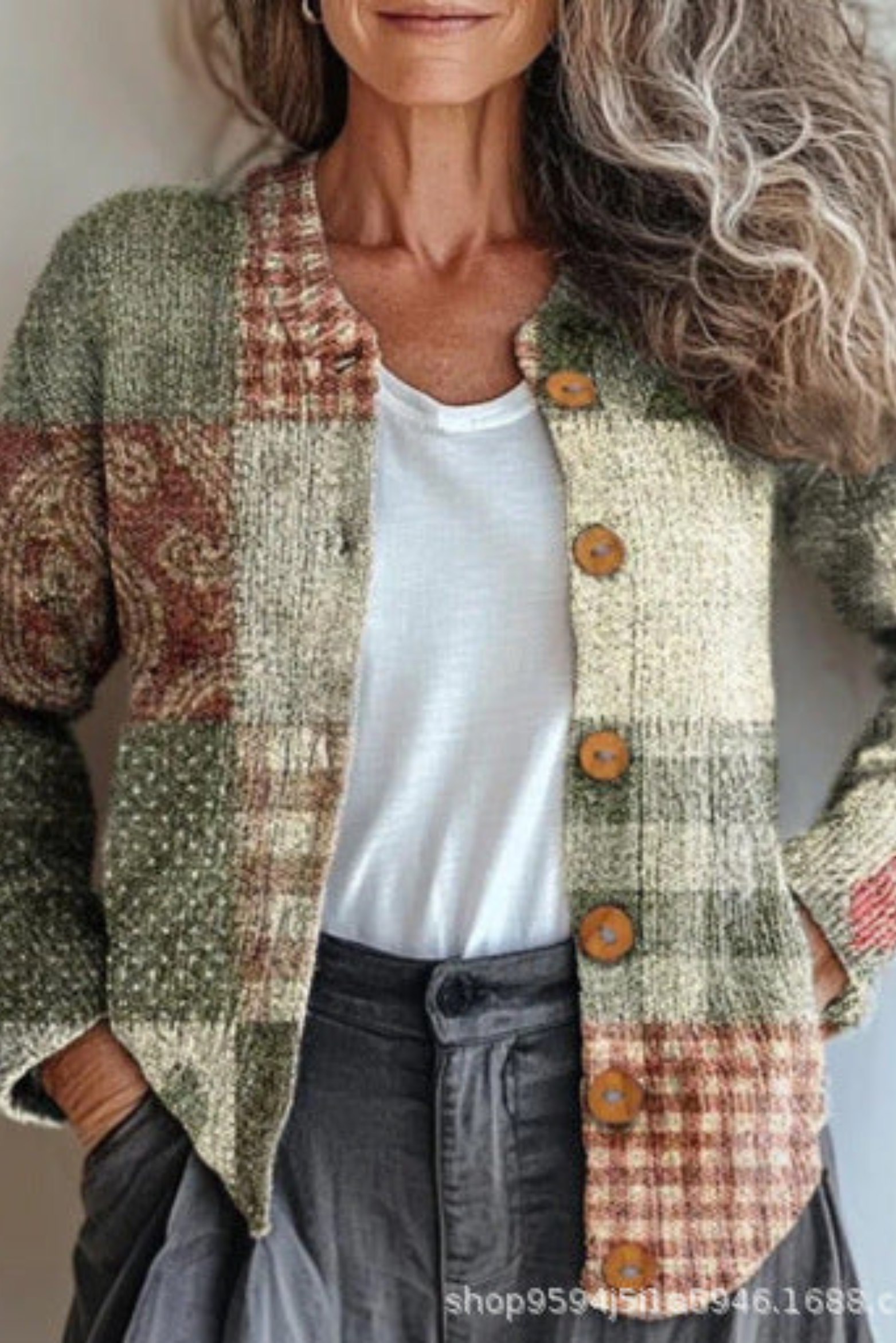 Floral Patchwork Knit Cardigan