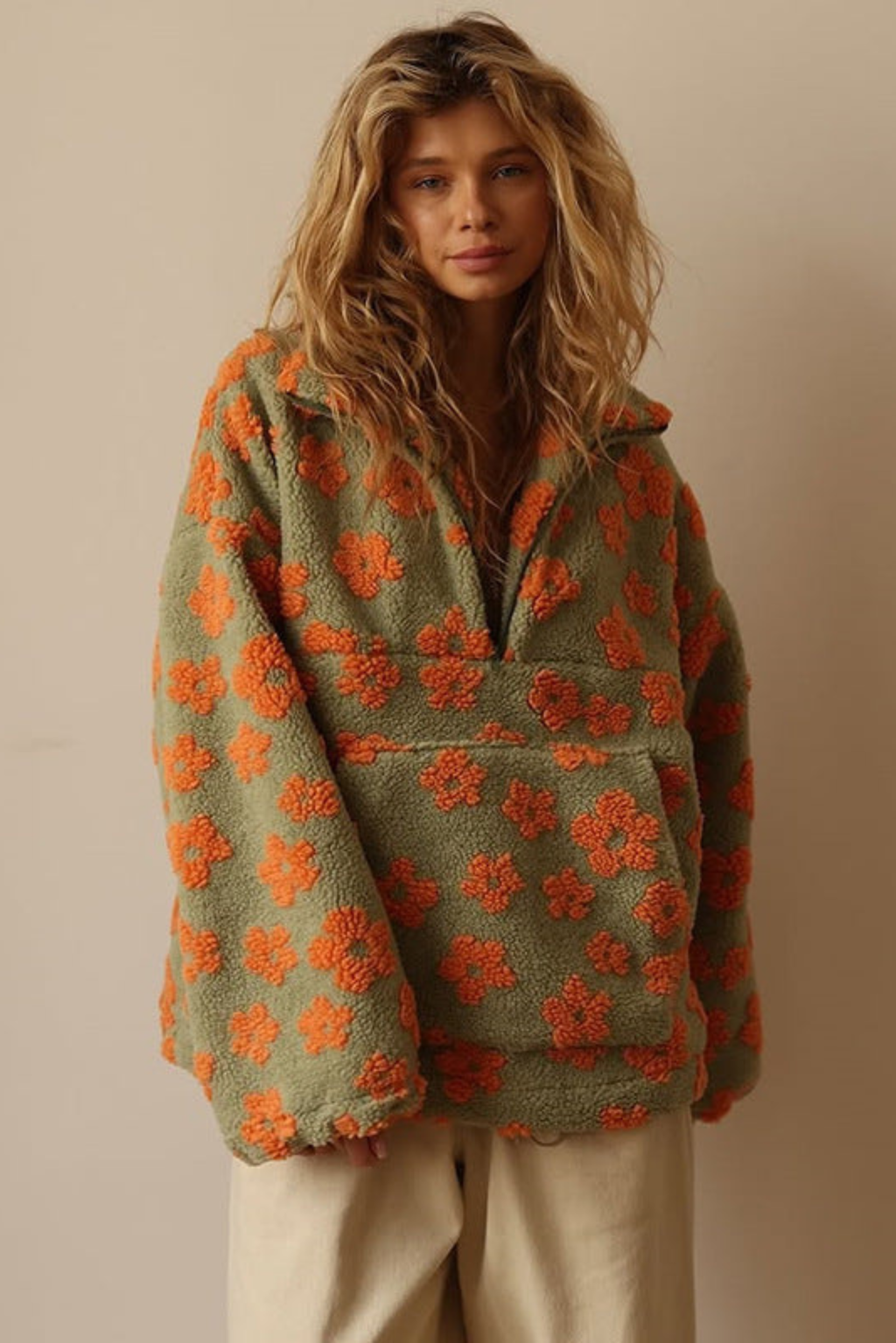 Floral Quarter-Zip Hoodie
