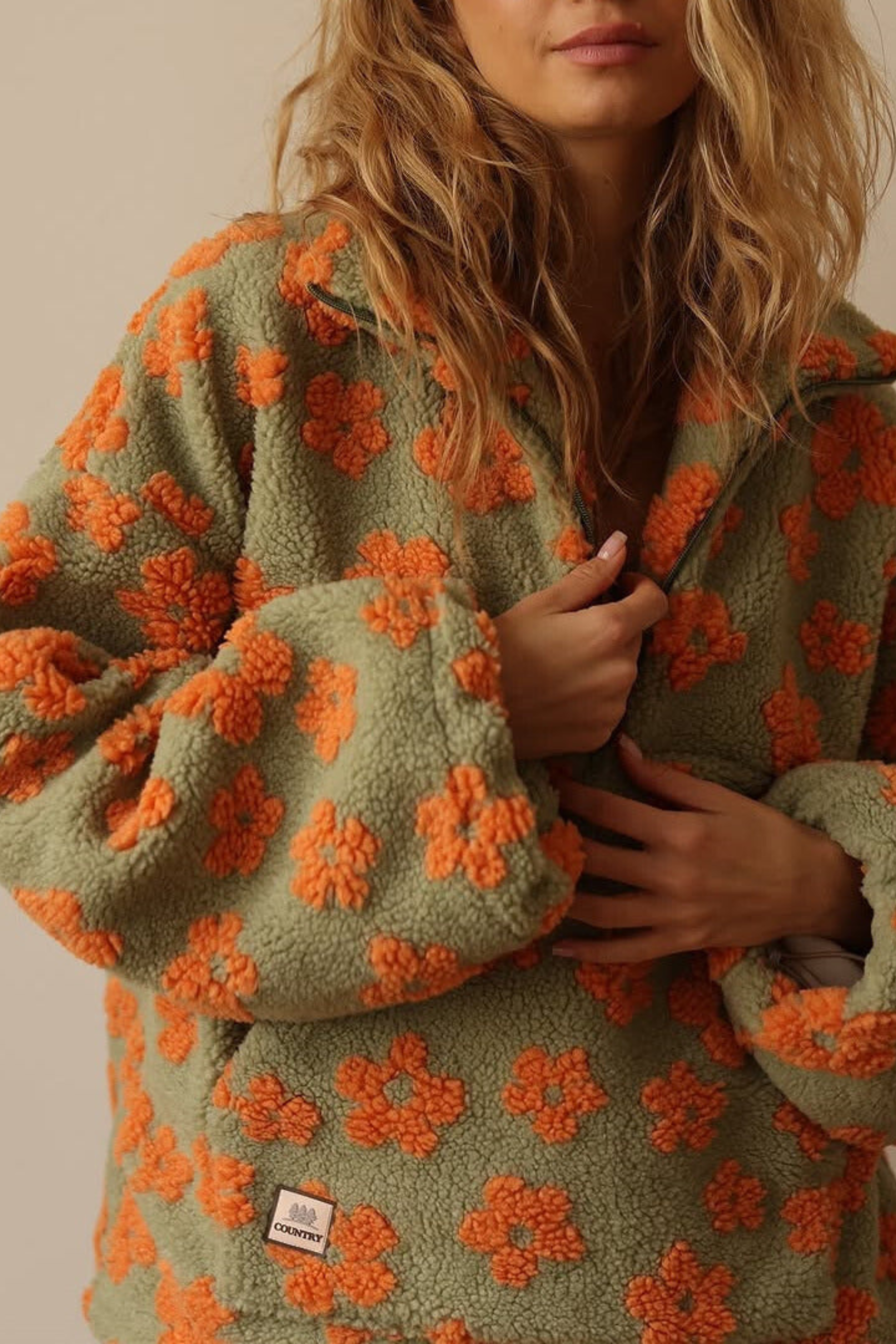 Floral Quarter-Zip Hoodie