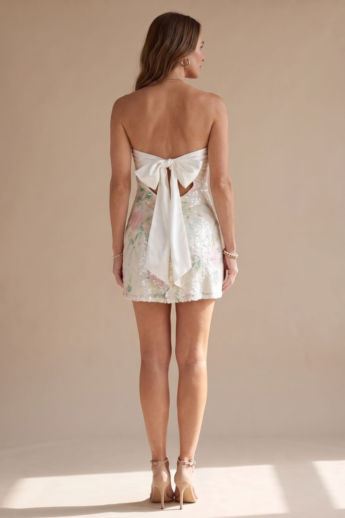 Floral Sequin Sweetheart Mini Dress