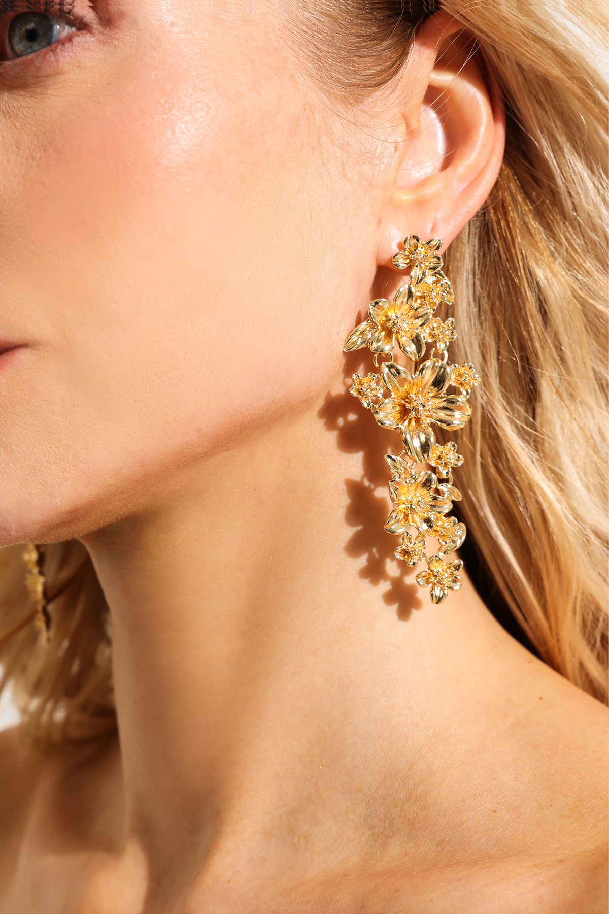Golden Floral Stud Earrings