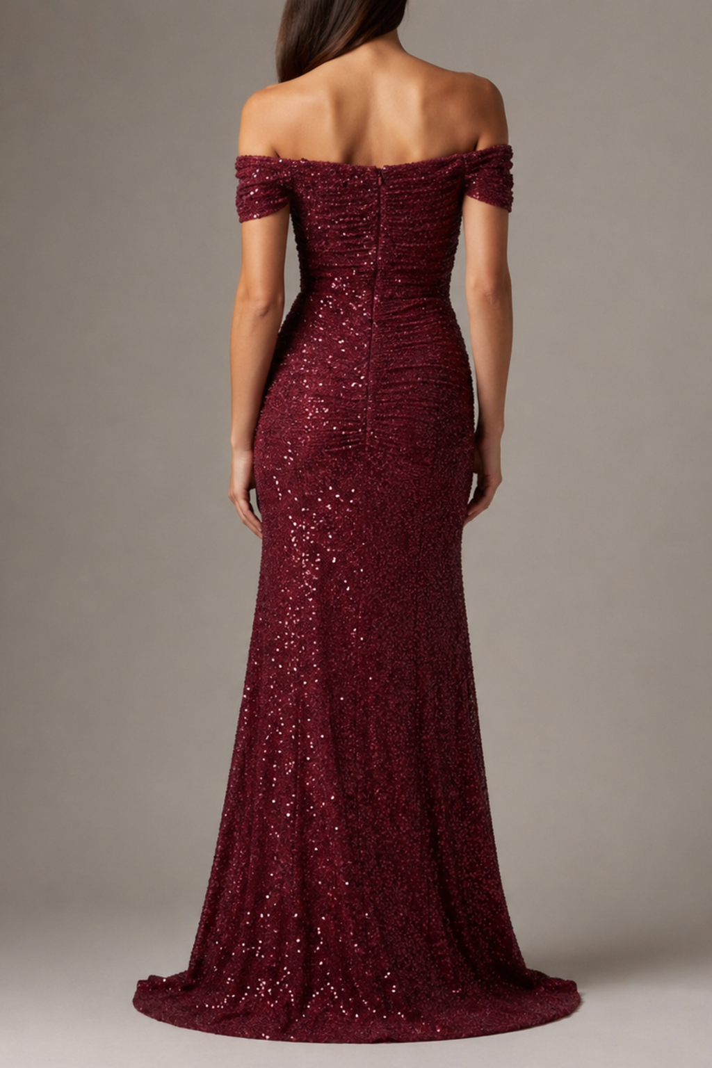 Gordes Off Shoulder Sequin Gown
