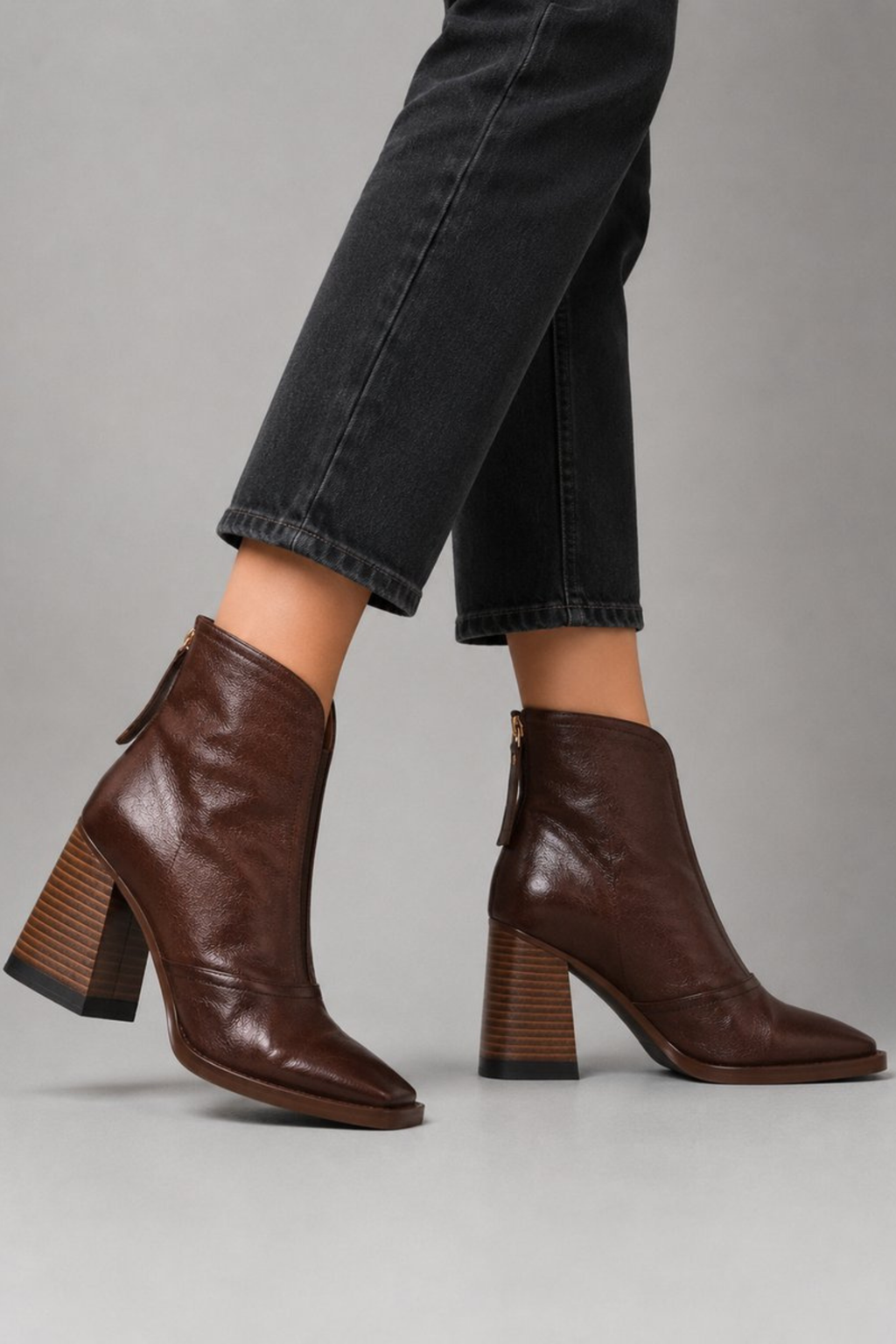 Grace Square Toe Block Heel Ankle Boots