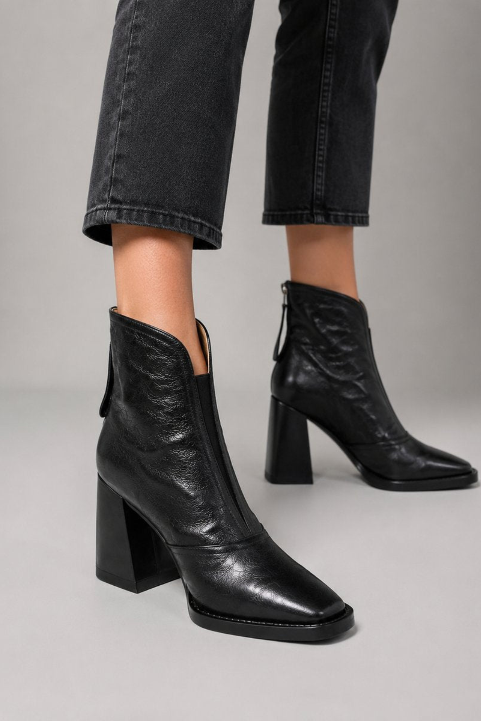 Grace Square Toe Block Heel Ankle Boots