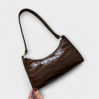 Midnight Luxe Croc-Embossed Shoulder Bag