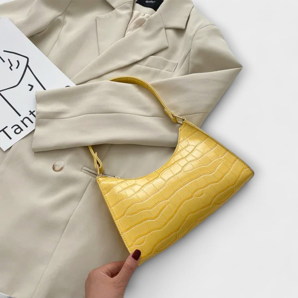 Midnight Luxe Croc-Embossed Shoulder Bag