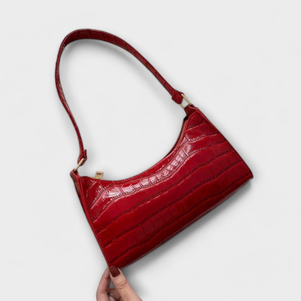 Midnight Luxe Croc-Embossed Shoulder Bag