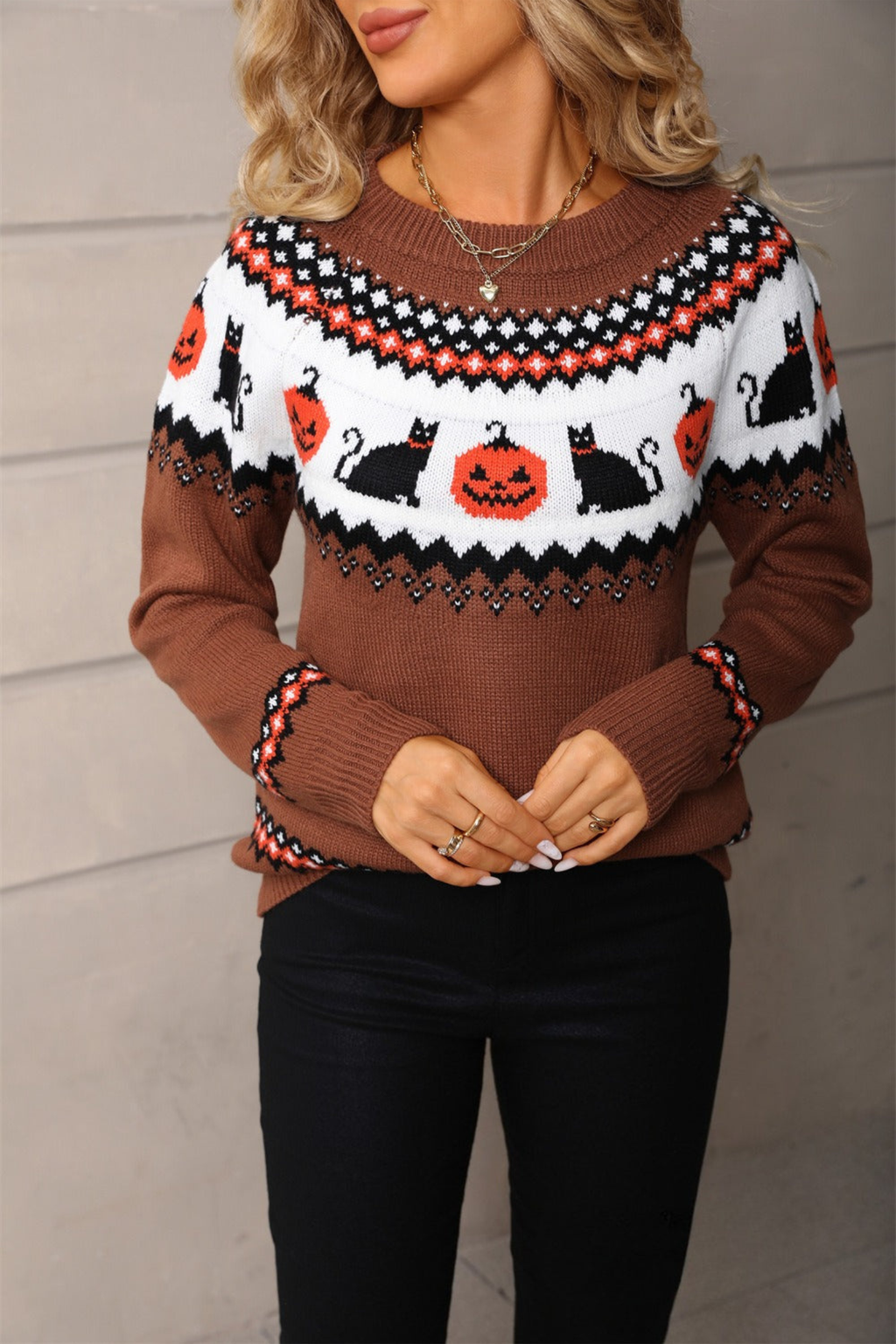 Halloween Pumpkin Cat Raglan Sweater