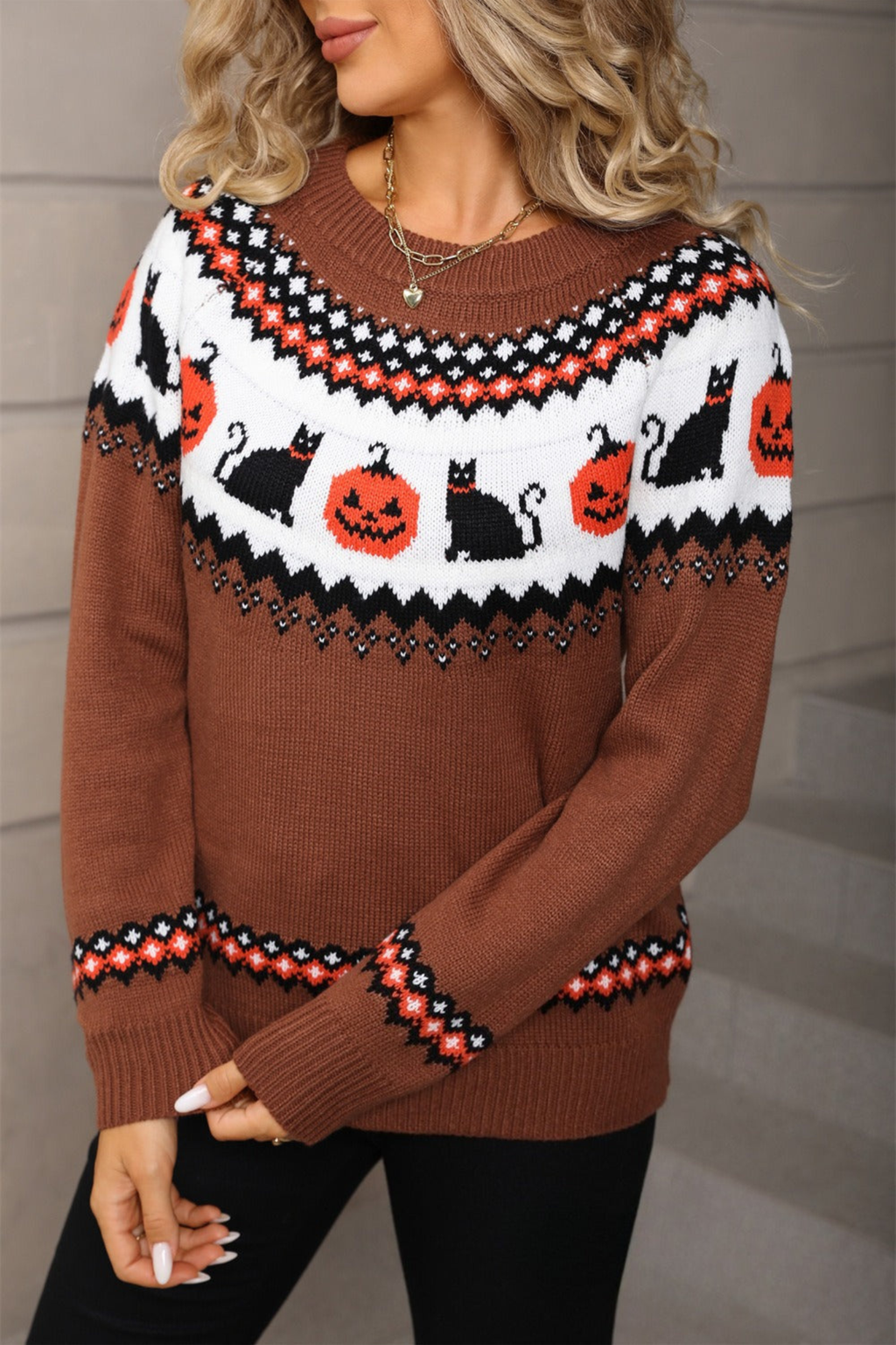 Halloween Pumpkin Cat Raglan Sweater