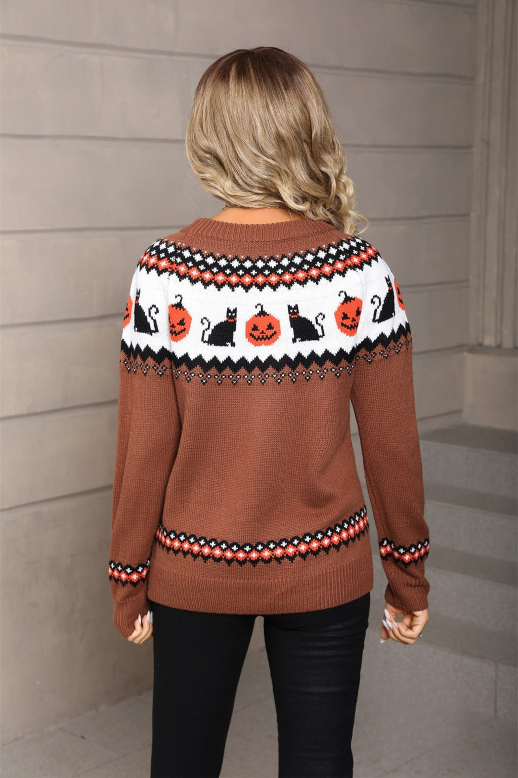 Halloween Pumpkin Cat Raglan Sweater