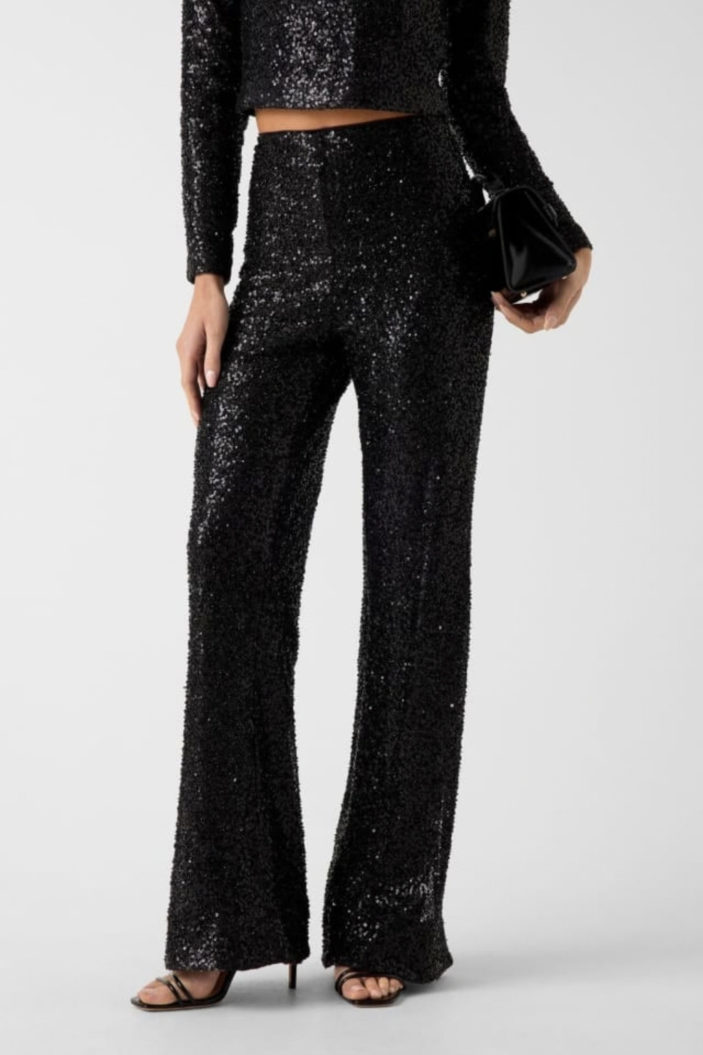 High Rise Sequin Flare Pants