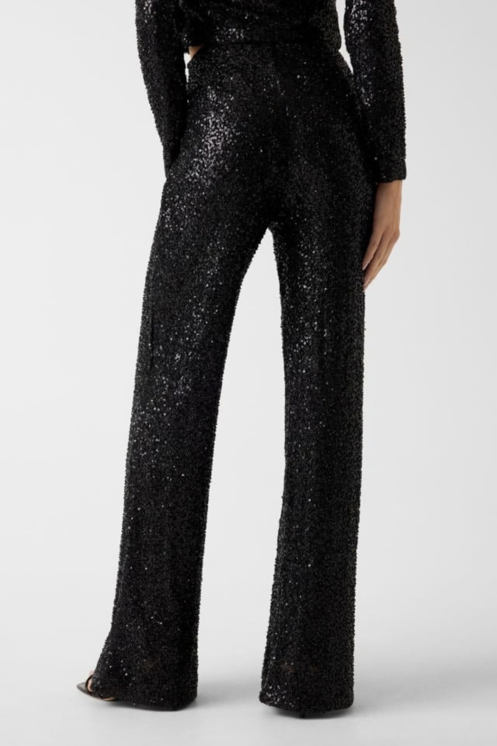 High Rise Sequin Flare Pants